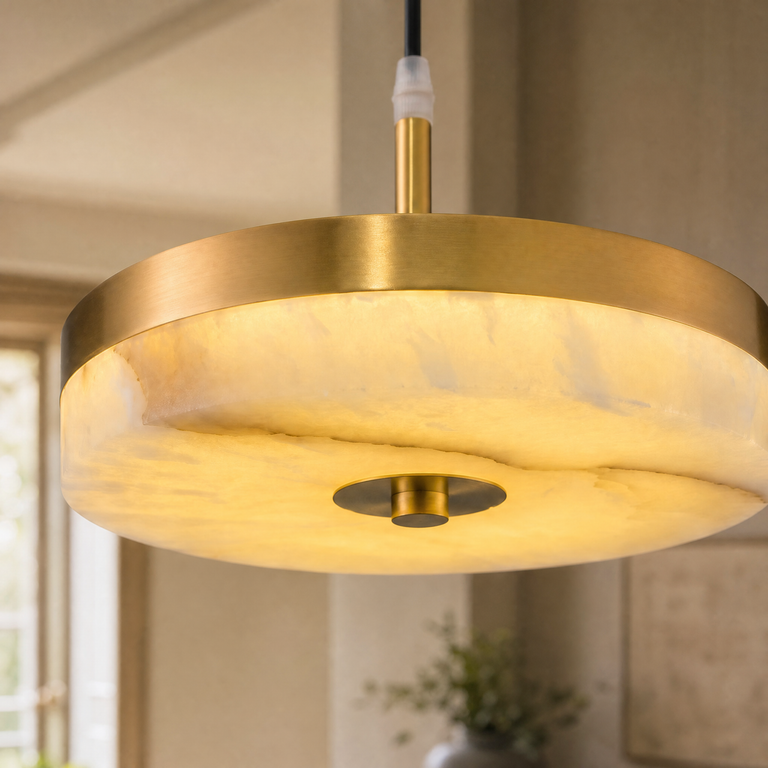 Hollis Modern Alabaster Island Hanging Lights by Dalmivik, product or room detail view