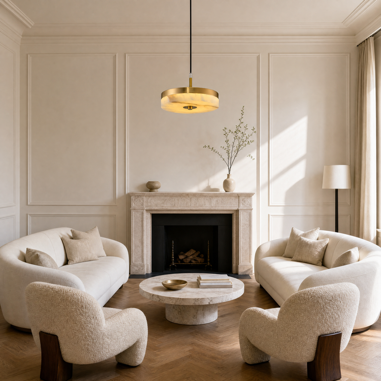 Hollis Modern Alabaster Island Hanging Lights by Dalmivik, product or room detail view