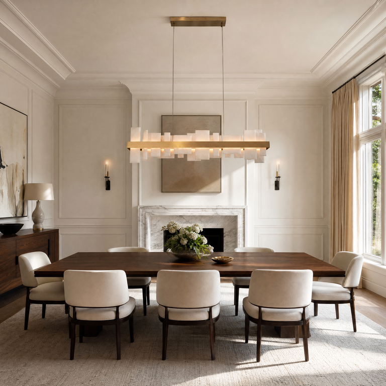 Hollis Modern Alabaster Linear Pendant Light by Dalmivik, product or room detail view
