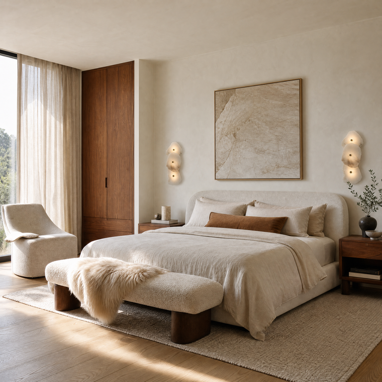 Hollis Modern Alabaster Linear Wall Sconce by Dalmivik, product or room detail view