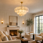 Hollis Modern Alabaster Round Chandelier by Dalmivik, product or room detail view