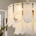 Hollis Modern Alabaster Round Pendant Light by Dalmivik, product or room detail view