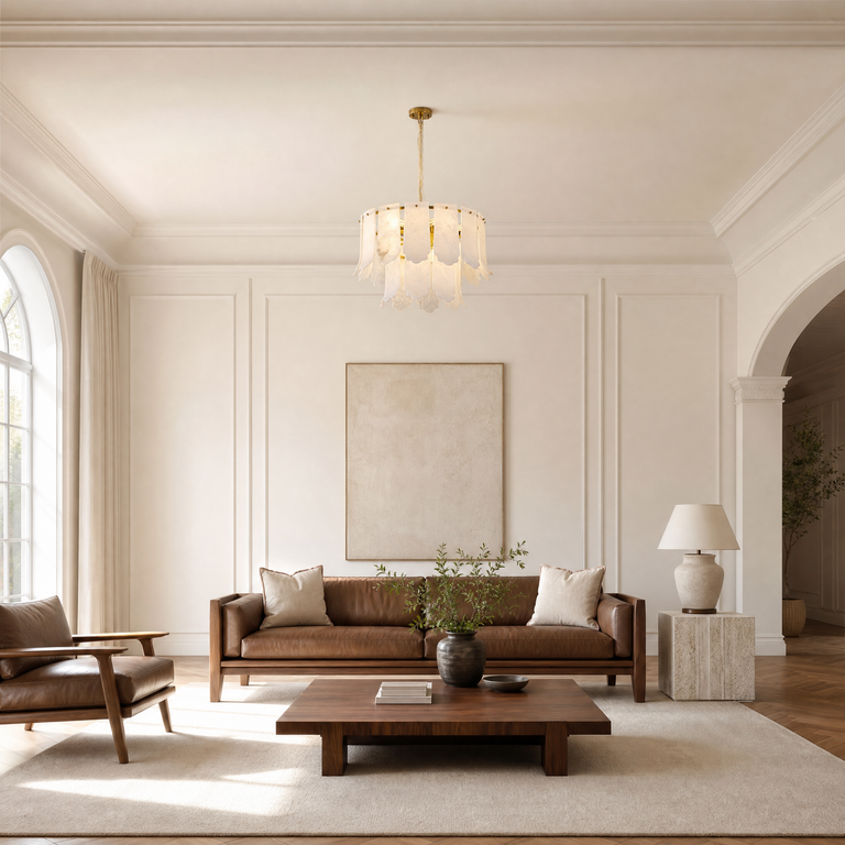 Hollis Modern Alabaster Round Pendant Light by Dalmivik, product or room detail view