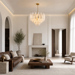 Hollis Modern Alabaster Tiered Chandelier by Dalmivik, product or room detail view