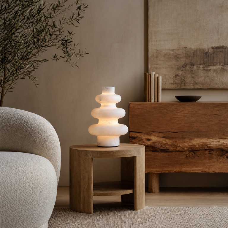 Katya Modern Alabaster Table Lamp by Dalmivik, product or room detail view
