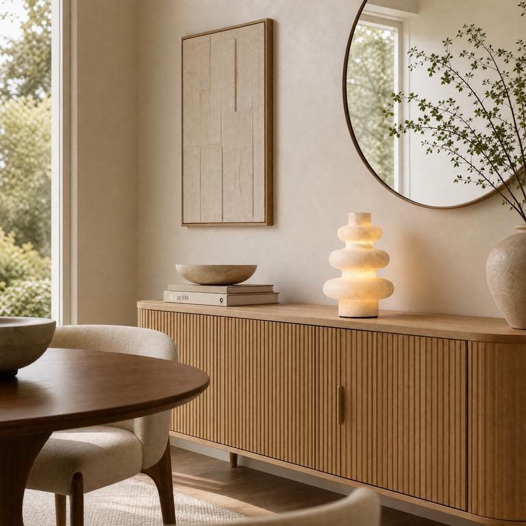 Katya Modern Alabaster Table Lamp by Dalmivik, product or room detail view