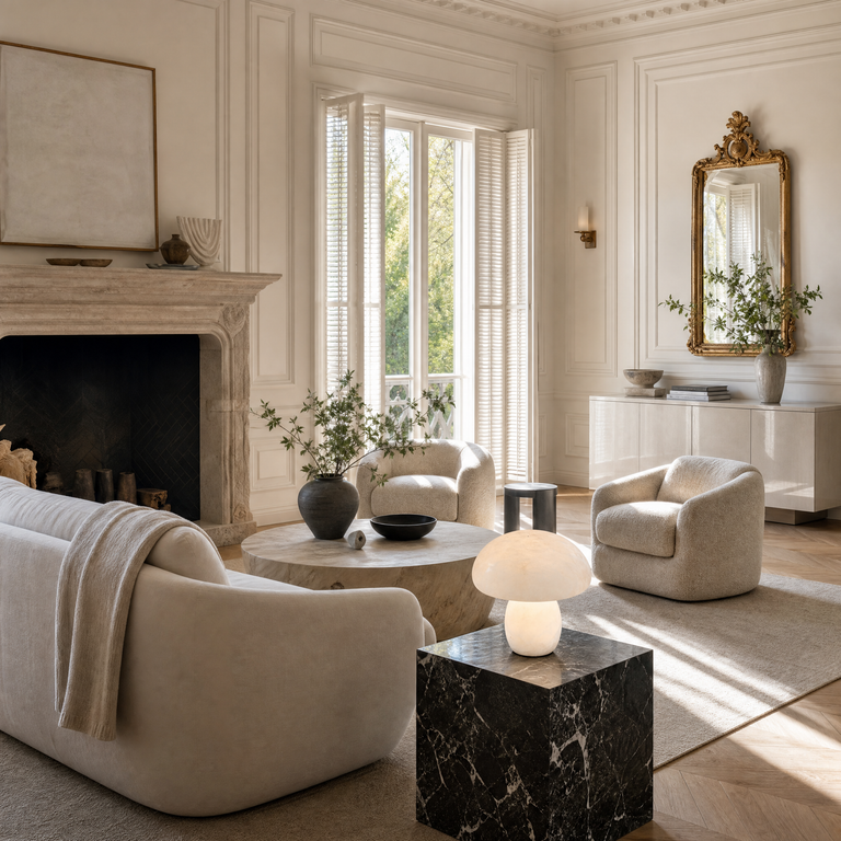 Katya Mushroom Modern Alabaster Table Lamp by Dalmivik, product or room detail view