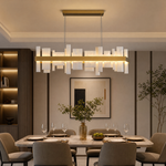 Hollis Alabaster Linear Dining Chandelier 46.8"L by Dalmivik, product or room detail view