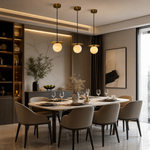 Orbita Alabaster Globe Pendant by Dalmivik, product or room detail view