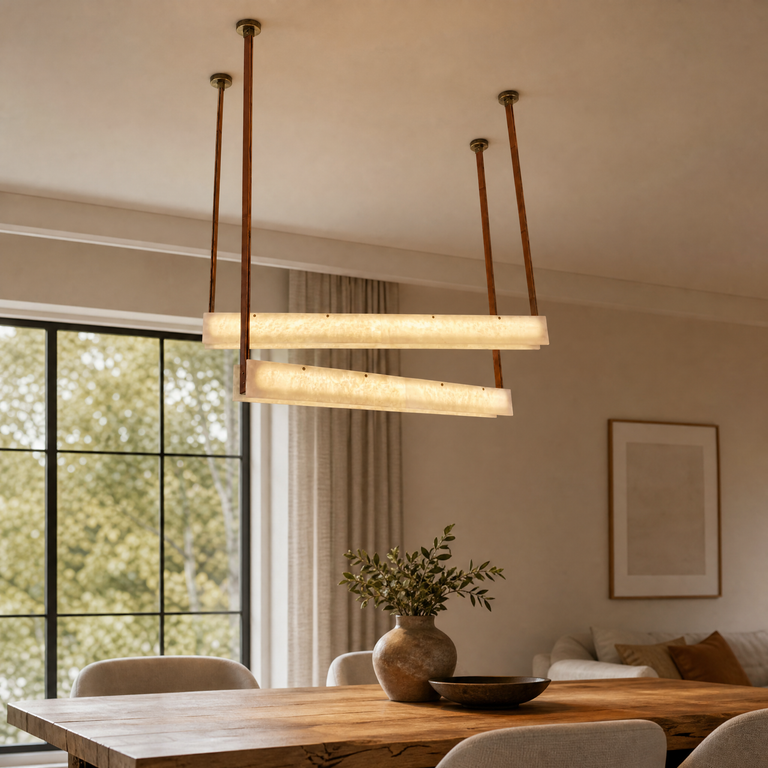 Lacora Modern Alabaster Linear Pendant Light by Dalmivik, product or room detail view
