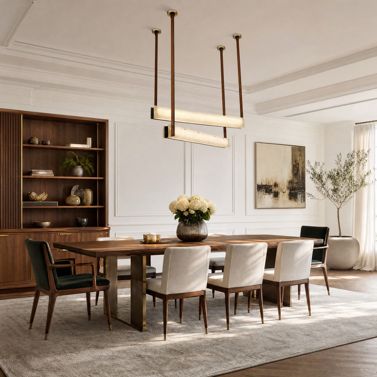 Lacora Modern Alabaster Linear Pendant Light by Dalmivik, product or room detail view