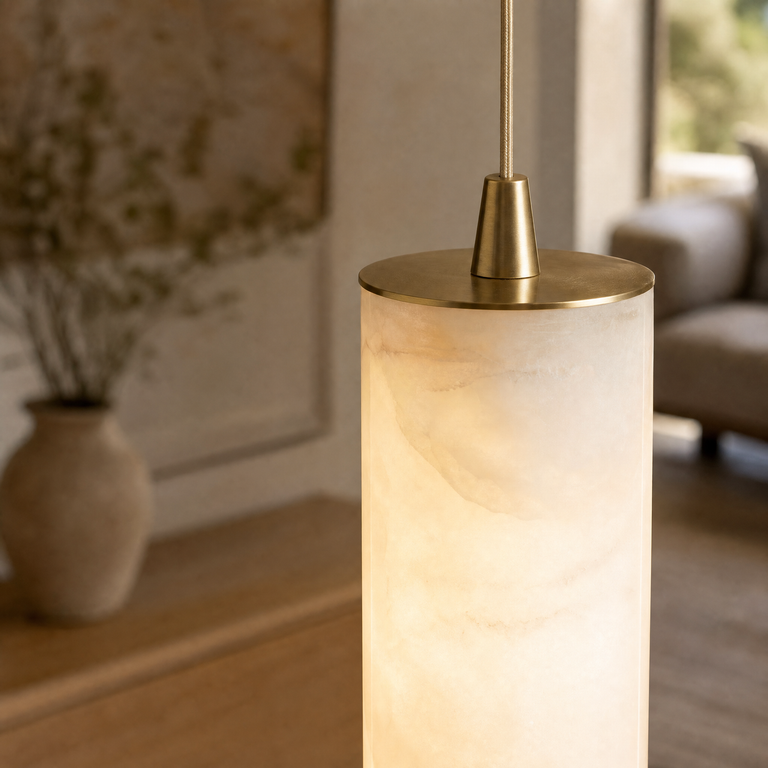 Linea Alabaster Kitchen Island Pendant Light by Dalmivik, product or room detail view