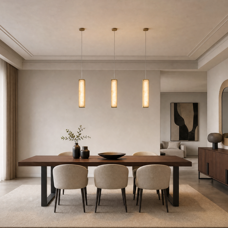 Mabel Brass Alabaster Pendant Light by Dalmivik, product or room detail view