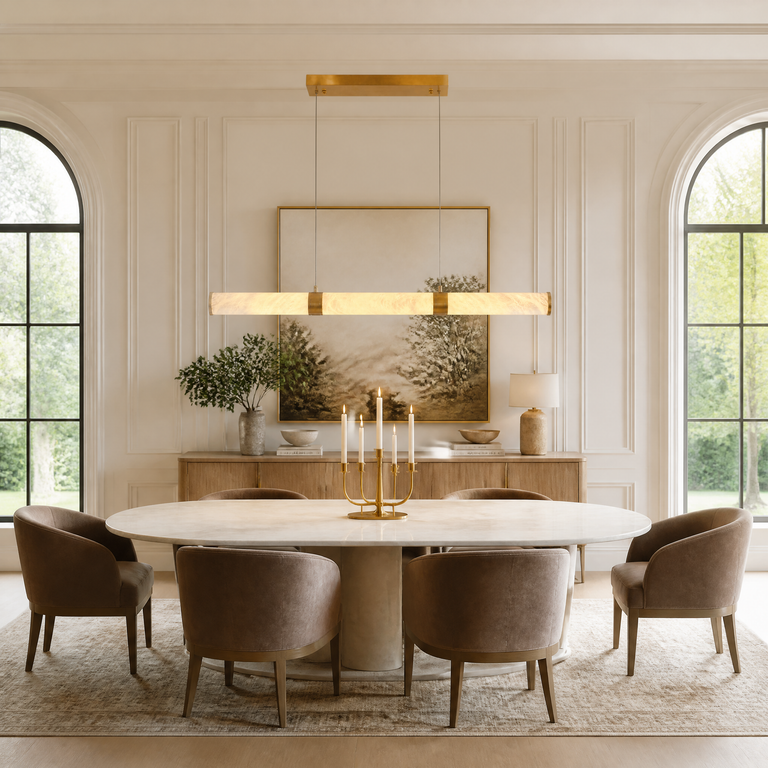 Anello Alabaster Cylinder Linear Pendant 47.24" L by Dalmivik, product or room detail view