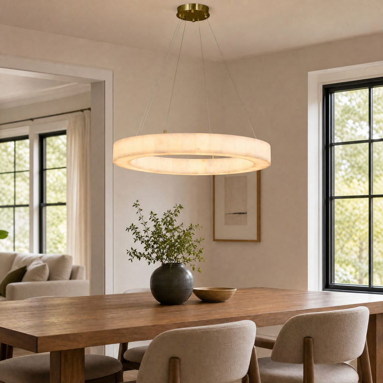 Alabaster Square Large Ring Chandelier 770 - Copper by Dalmivik, product or room detail view