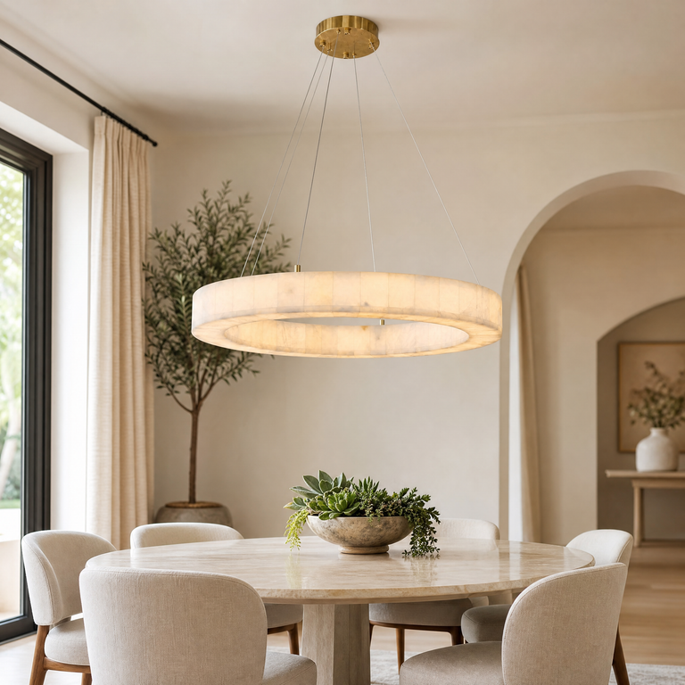 Alabaster Square Large Ring Chandelier 770 - Copper by Dalmivik, product or room detail view