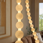 Orbita Modern Alabaster Pearl Chain Chandelier by Dalmivik, product or room detail view