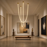 Orbita Modern Alabaster Pearl Chain Chandelier by Dalmivik, product or room detail view