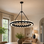 Orbita Modern Alabaster Round Chandelier by Dalmivik, product or room detail view
