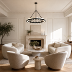 Orbita Modern Alabaster Round Chandelier by Dalmivik, product or room detail view