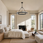 Orbita Modern Alabaster Round Chandelier by Dalmivik, product or room detail view