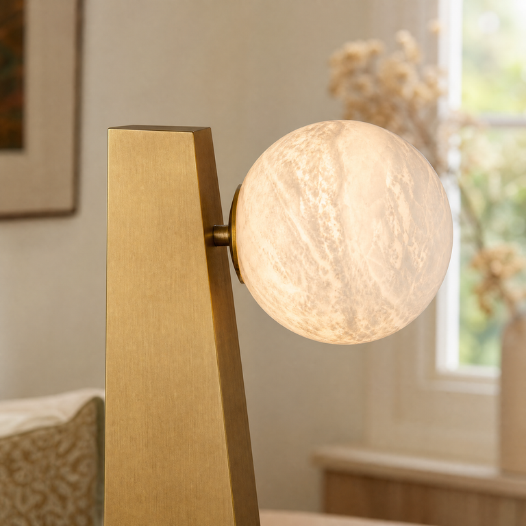 Orbita Modern Alabaster Table Lamp by Dalmivik, product or room detail view