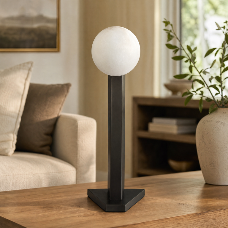 Orbita Modern Alabaster Table Lamp by Dalmivik, product or room detail view
