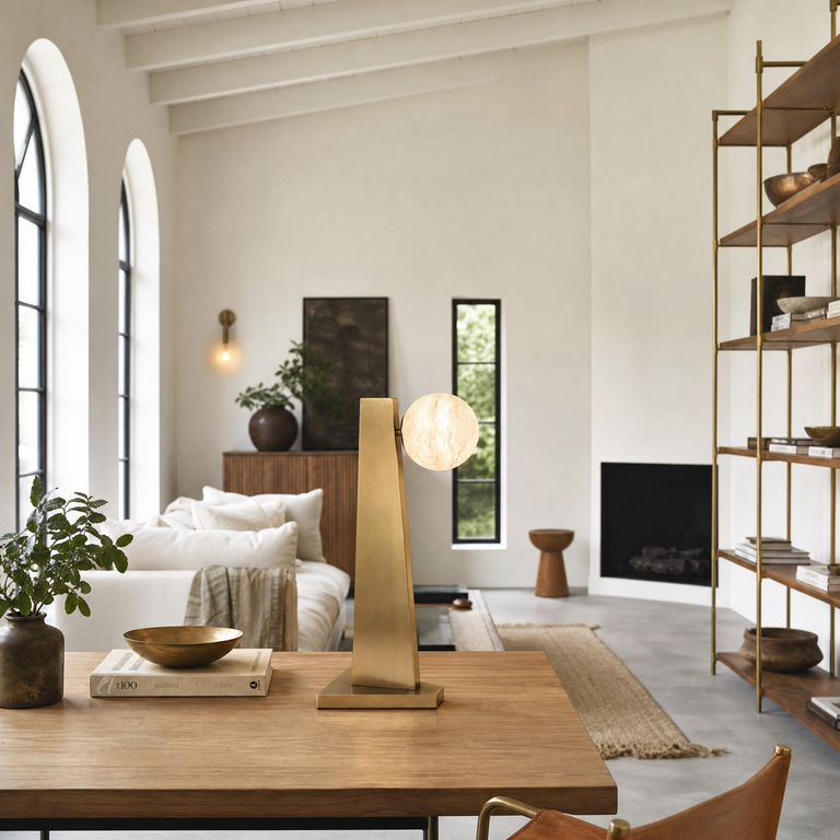 Orbita Modern Alabaster Table Lamp by Dalmivik, product or room detail view