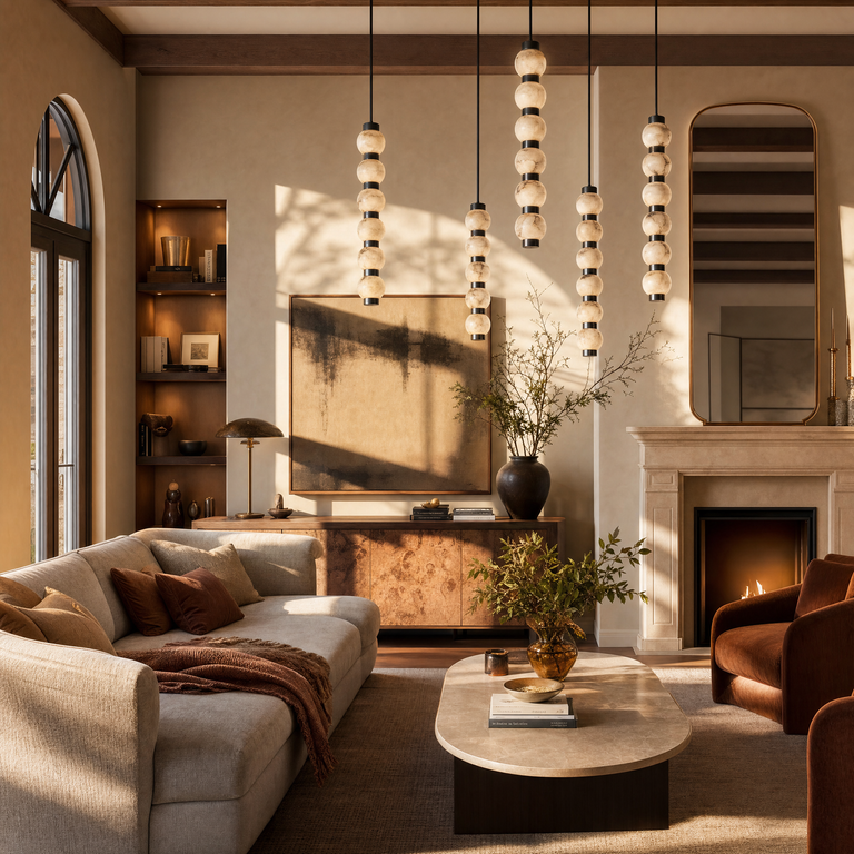 Orbita Modern Veritical Island Pendant Light by Dalmivik, product or room detail view