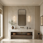 Ovale Modern Alabaster Linear Wall Sconce by Dalmivik, product or room detail view