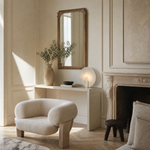 Pearl Modern Alabaster Disc Table Lamp by Dalmivik, product or room detail view