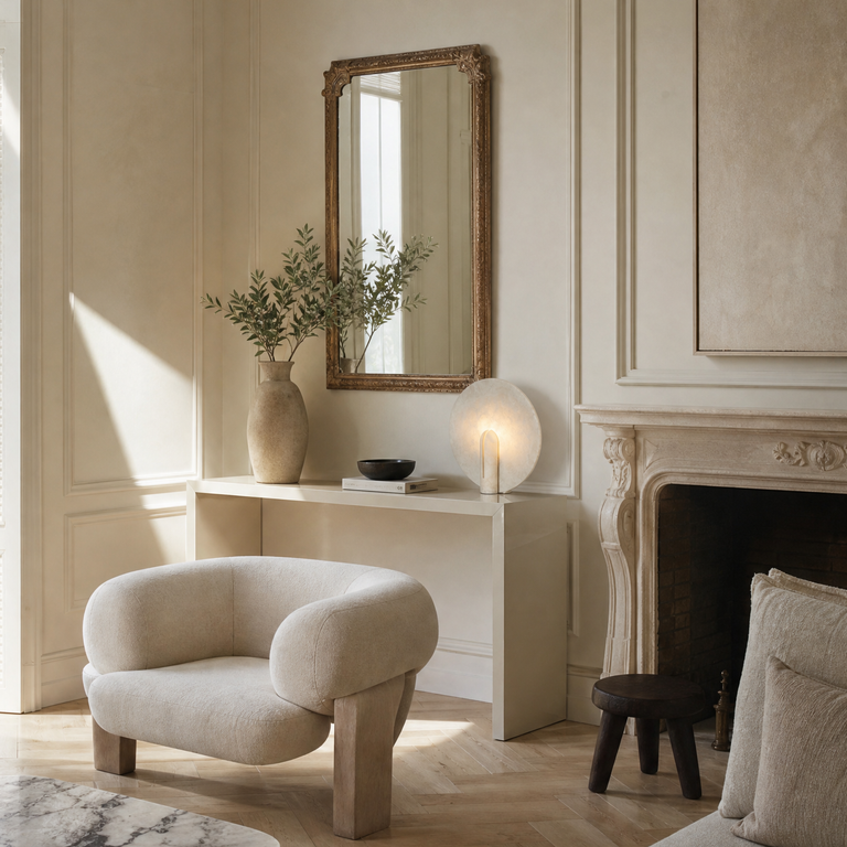 Pearl Modern Alabaster Disc Table Lamp by Dalmivik, product or room detail view