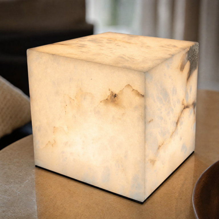 Pearl Modern Alabaster Table Lamp by Dalmivik, product or room detail view