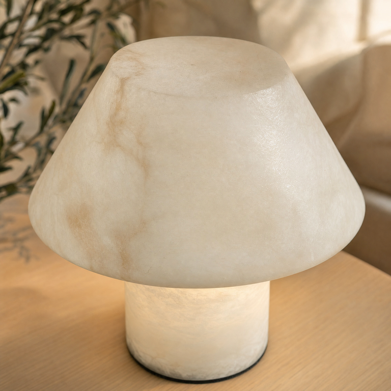 Pearl Modern Alabaster Table Lamp Mushroom by Dalmivik, product or room detail view