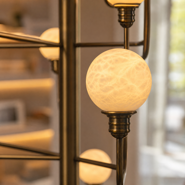 Ramo Alabaster Foyer Large Chandelier by Dalmivik, product or room detail view