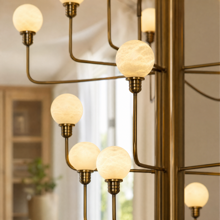 Ramo Alabaster Foyer Large Chandelier by Dalmivik, product or room detail view