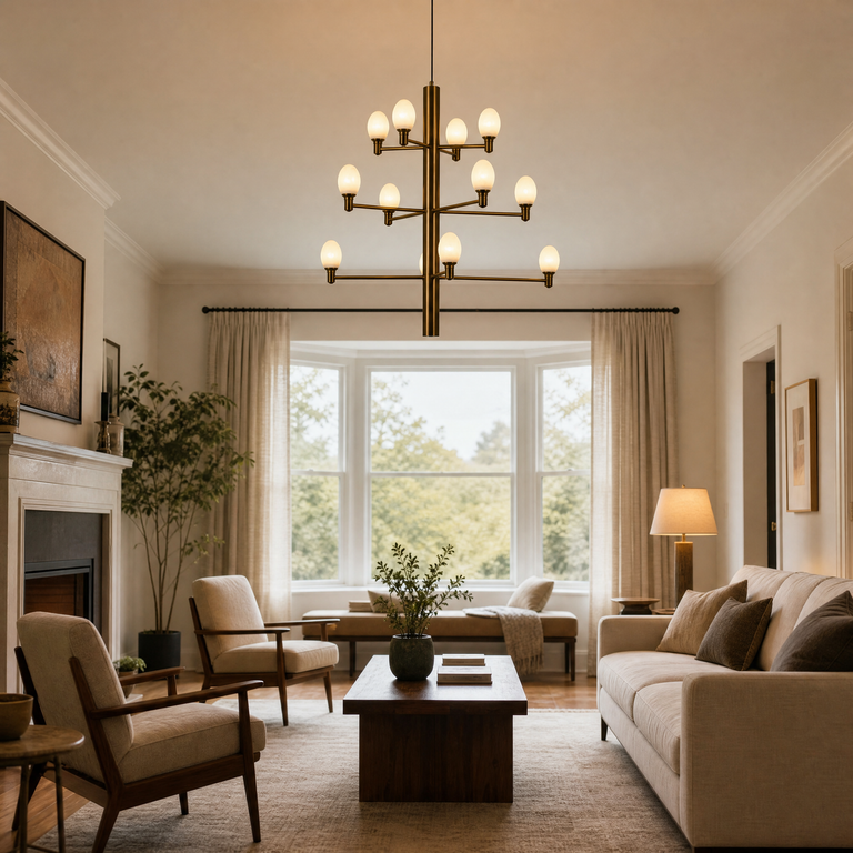 Ramo Brass Living Room Chandelier by Dalmivik, product or room detail view