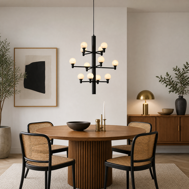 Ramo Globe Black Alabaster Chandelier by Dalmivik, product or room detail view
