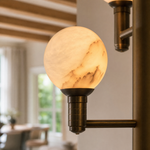 Ramo Modern Large Alabaster Globe Chandelier by Dalmivik, product or room detail view