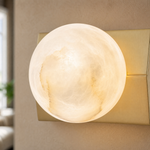 Rectangular Plate Front Orb Alabaster Wall Sconce by Dalmivik, product or room detail view
