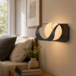 Ribbon Curve Flowing Drape Alabaster Wall Sconce by Dalmivik, complete fixture view