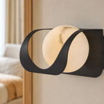 Ribbon Curve Flowing Drape Alabaster Wall Sconce by Dalmivik, product or room detail view