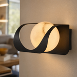 Ribbon Curve Flowing Drape Alabaster Wall Sconce by Dalmivik, product or room detail view