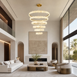 Spiral Alabaster Chandelier – Gold & White 4‑6 Layer Luxury Ceiling Light by Dalmivik, product or room detail view
