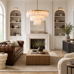 Hollis Three-Tier Alabaster Brass Chandelier 34.3"D by Dalmivik, product or room detail view