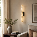 Verity Alabaster Modern Vertical Sconce by Dalmivik, product or room detail view
