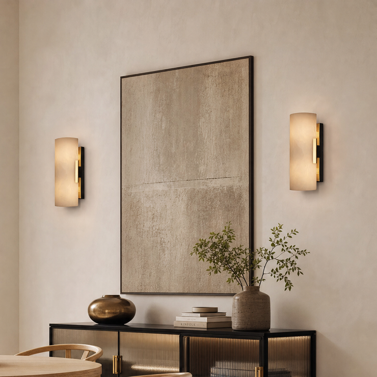 Veya Curved Plate Wall Sconce by Dalmivik, product or room detail view