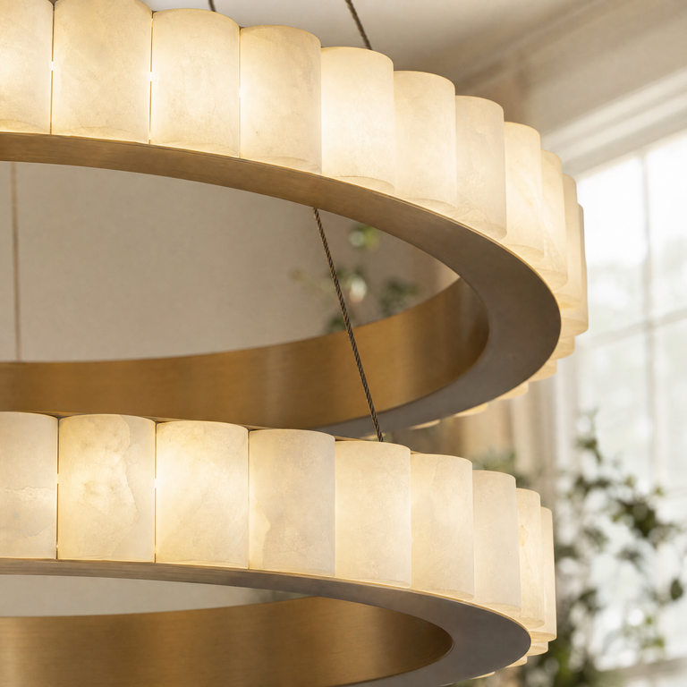 Votelle Alabaster Double Ring Chandelier by Dalmivik, product or room detail view
