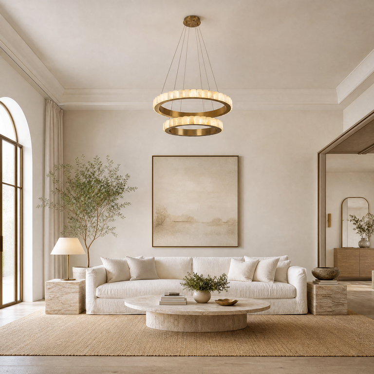 Votelle Alabaster Double Ring Chandelier by Dalmivik, product or room detail view