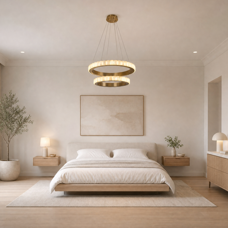 Votelle Alabaster Double Ring Chandelier by Dalmivik, product or room detail view